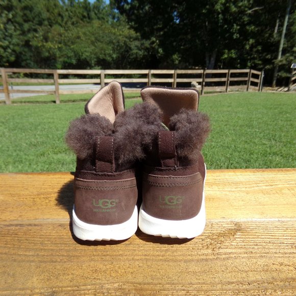UGG KIDS 1018455K BROWN SUEDE LACE UP OBIE WATERPROOF SHOES BIG KIDS SIZE 6 - Picture 4 of 10